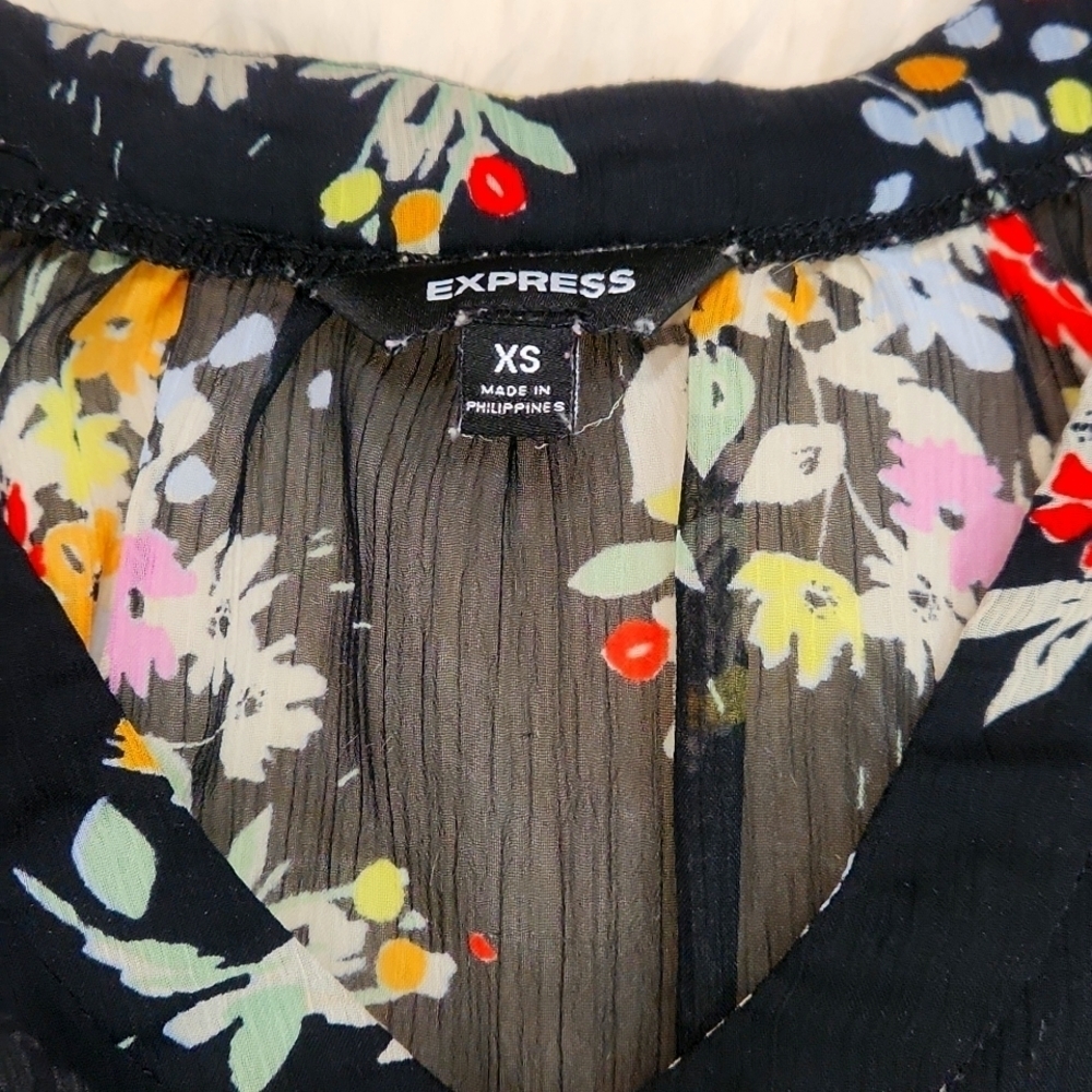 Express Black Mini Floral Dress - Picture 2 of 5